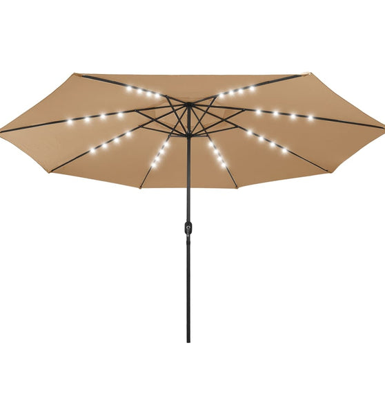 Sonnenschirm mit LED-Leuchten und Metallmast 400 cm Taupe