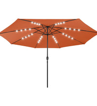 Sonnenschirm mit LED-Leuchten und Metallmast 400 cm Terrakotta