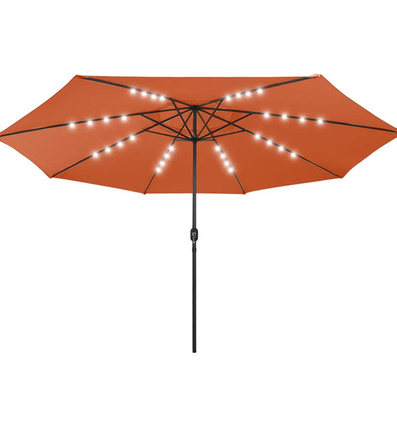 Sonnenschirm mit LED-Leuchten und Metallmast 400 cm Terrakotta