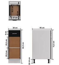 Schubunterschrank Schwarz 30x46x81,5 cm Holzwerkstoff