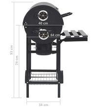 Grillwagen mit Rädern und Ablagen Schwarz Stahl 115x85x95 cm