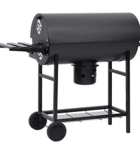 Grillwagen mit Rädern und Ablagen Schwarz Stahl 115x85x95 cm