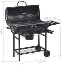 Grillwagen mit Rädern und Ablagen Schwarz Stahl 115x85x95 cm
