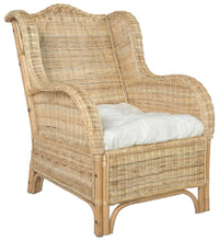 Sessel mit Kissen Natur-Rattan und Leinen