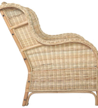 Sessel mit Kissen Natur-Rattan und Leinen