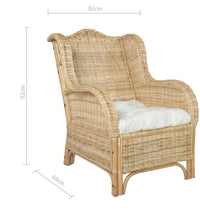 Sessel mit Kissen Natur-Rattan und Leinen