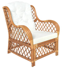Sessel mit Kissen Hellbraun Rattan und Leinen