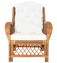 Sessel mit Kissen Hellbraun Rattan und Leinen