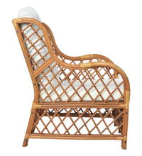Sessel mit Kissen Hellbraun Rattan und Leinen