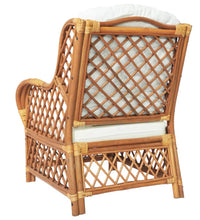 Sessel mit Kissen Hellbraun Rattan und Leinen