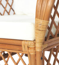 Sessel mit Kissen Hellbraun Rattan und Leinen