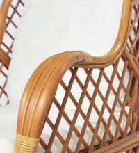 Sessel mit Kissen Hellbraun Rattan und Leinen