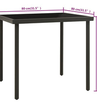 Garten-Esstisch Anthrazit 80x80x72 cm Glas und Stahl