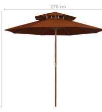 Sonnenschirm mit Doppeldach und Holz-Mast Terrakotta 270 cm