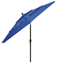 Sonnenschirm mit Aluminium-Mast 3-lagig Azurblau 3,5 m