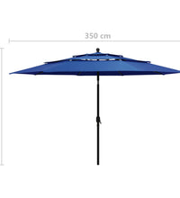 Sonnenschirm mit Aluminium-Mast 3-lagig Azurblau 3,5 m