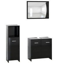 3-tlg. Badmöbel-Set Schwarz Holzwerkstoff