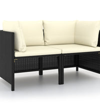 2-Sitzer-Gartensofa mit Kissen Schwarz Poly Rattan