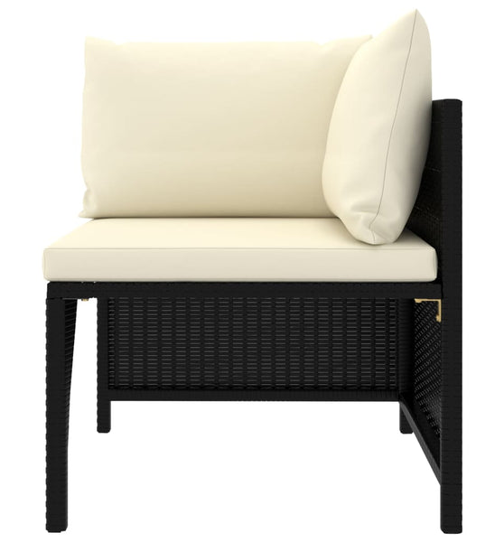 2-Sitzer-Gartensofa mit Kissen Schwarz Poly Rattan