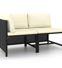 2-tlg. Garten-Sofagarnitur mit Auflagen Schwarz Poly Rattan