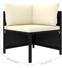 2-tlg. Garten-Sofagarnitur mit Auflagen Schwarz Poly Rattan