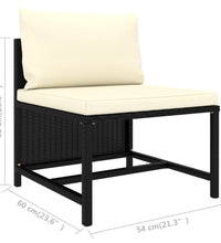 2-tlg. Garten-Sofagarnitur mit Auflagen Schwarz Poly Rattan