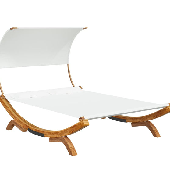 Sonnenliege mit Dach 165x203x126 cm Bugholz Massiv Creme