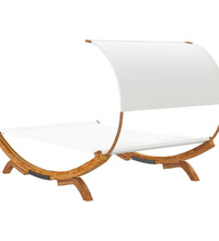 Sonnenliege mit Dach 165x203x126 cm Bugholz Massiv Creme