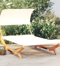 Sonnenliege mit Dach 165x203x126 cm Bugholz Massiv Creme