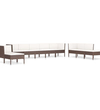 10-tlg. Garten-Lounge-Set mit Auflagen Poly Rattan Braun