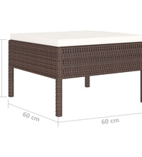 10-tlg. Garten-Lounge-Set mit Auflagen Poly Rattan Braun