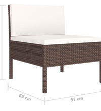 10-tlg. Garten-Lounge-Set mit Auflagen Poly Rattan Braun