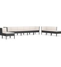 10-tlg. Garten-Lounge-Set mit Auflagen Poly Rattan Schwarz