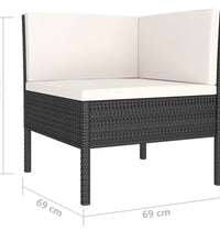 10-tlg. Garten-Lounge-Set mit Auflagen Poly Rattan Schwarz