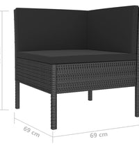 10-tlg. Garten-Lounge-Set mit Auflagen Poly Rattan Schwarz