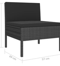 10-tlg. Garten-Lounge-Set mit Auflagen Poly Rattan Schwarz