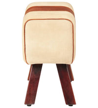 Sitzbank Turnbock-Design 58 cm Braun Echtleder Massivholz Mango