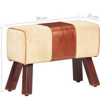 Sitzbank Turnbock-Design 58 cm Braun Echtleder Massivholz Mango