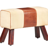 Sitzbank Turnbock-Design 58 cm Braun Echtleder Massivholz Mango