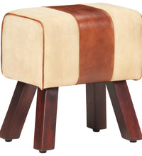 Sitzbank Turnbock-Design 38 cm Braun Echtleder Massivholz Mango