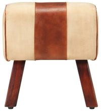 Sitzbank Turnbock-Design 38 cm Braun Echtleder Massivholz Mango