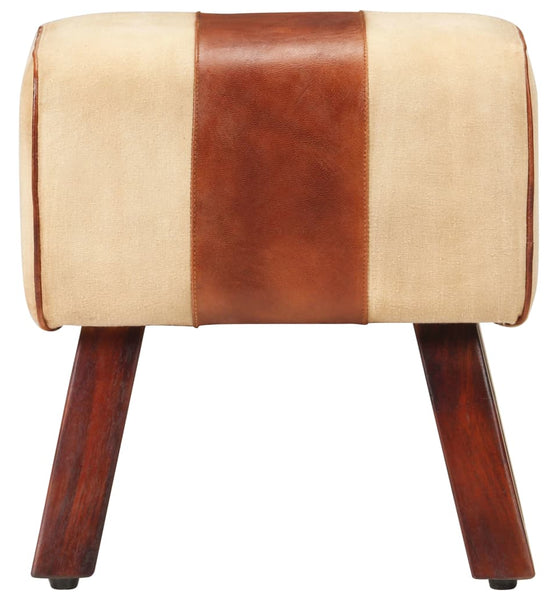 Sitzbank Turnbock-Design 38 cm Braun Echtleder Massivholz Mango