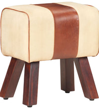 Sitzbank Turnbock-Design 38 cm Braun Echtleder Massivholz Mango
