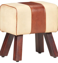 Sitzbank Turnbock-Design 38 cm Braun Echtleder Massivholz Mango
