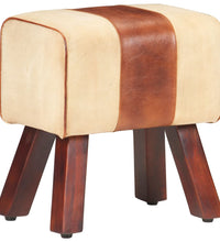 Sitzbank Turnbock-Design 38 cm Braun Echtleder Massivholz Mango