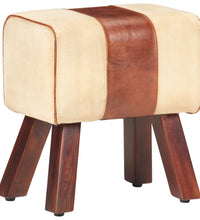 Sitzbank Turnbock-Design 38 cm Braun Echtleder Massivholz Mango