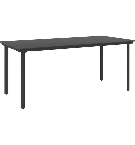 Garten-Esstisch Schwarz 190x90x74 cm Stahl und Glas