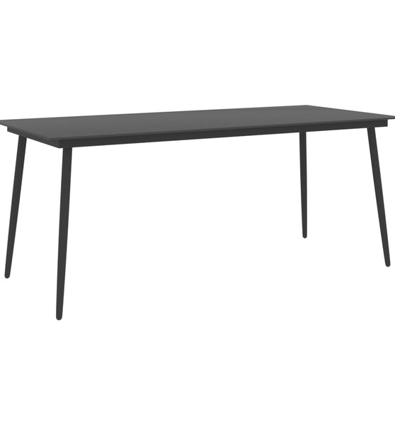 Garten-Esstisch Schwarz 190x90x74 cm Stahl und Glas