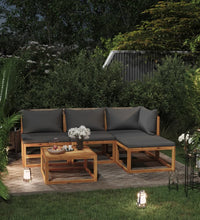 5-tlg. Garten-Lounge-Set mit Auflagen Massivholz Akazie