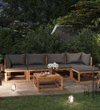 6-tlg. Garten-Lounge-Set mit Auflagen Massivholz Akazie